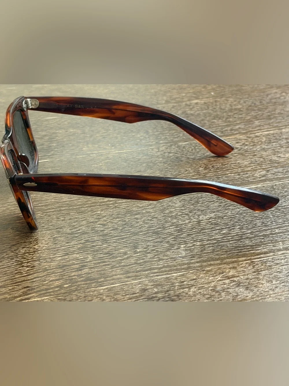 Vintage Ray-Ban Wayfarer Men's Tortoiseshell Frame Sunglasses with Dark Lenses